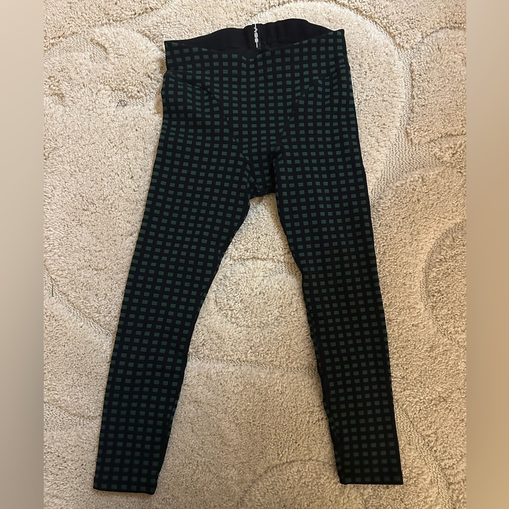 Adam Selman Sport Black and Green Checkered Leggings